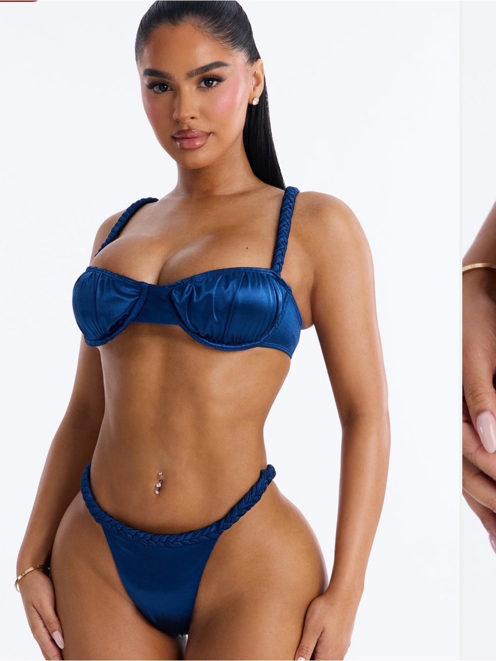 Blue & Pink Satin Bra-Style Bikini Sets (2) bottoms